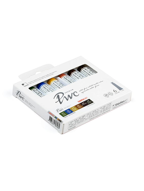 Набор акварели ShinHan "PWC" 6 цв. по 7,5 мл, Земля, в картонной упаковке 606x758